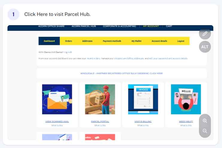 How do I view my parcels step 1
