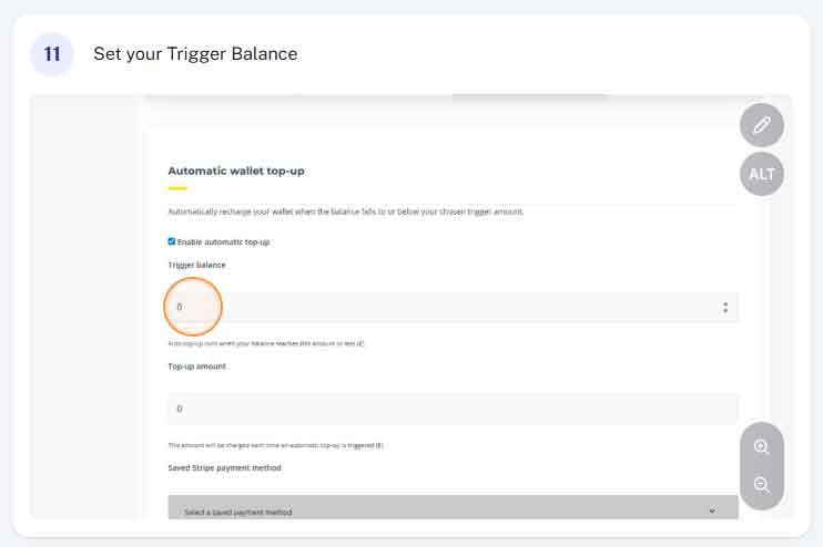 How do I setup auto top up step 11