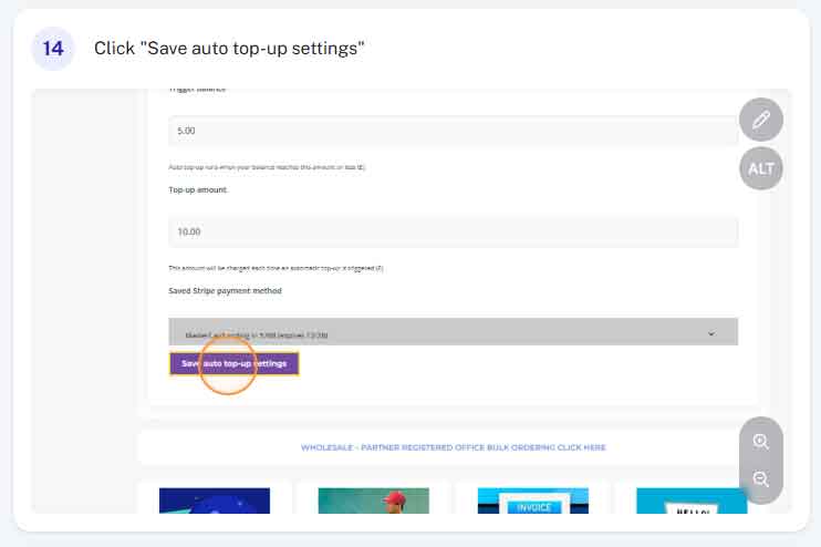 How do I setup auto top up step 14