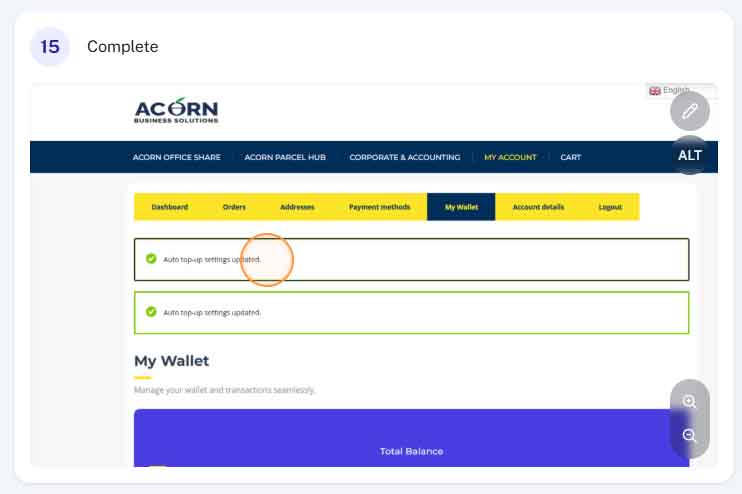 How do I setup auto top up step 15