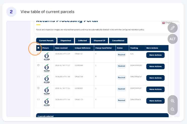 How do I view my parcels step 2