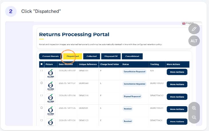 How do I view my past parcels 2