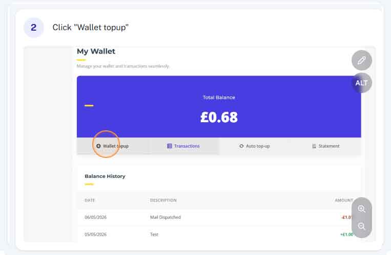 How do I top up my wallet step 2