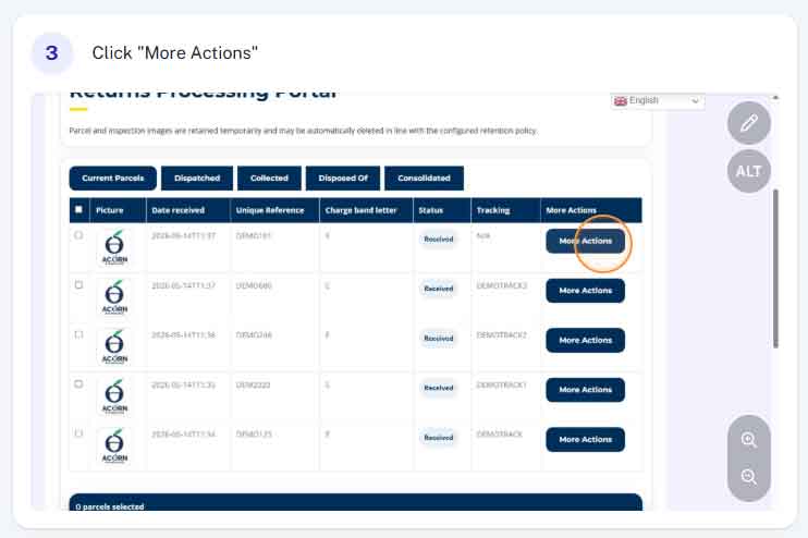How do I view my parcels step 3