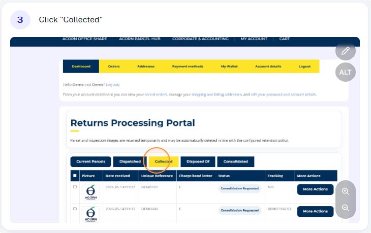 How do I view my past parcels 3