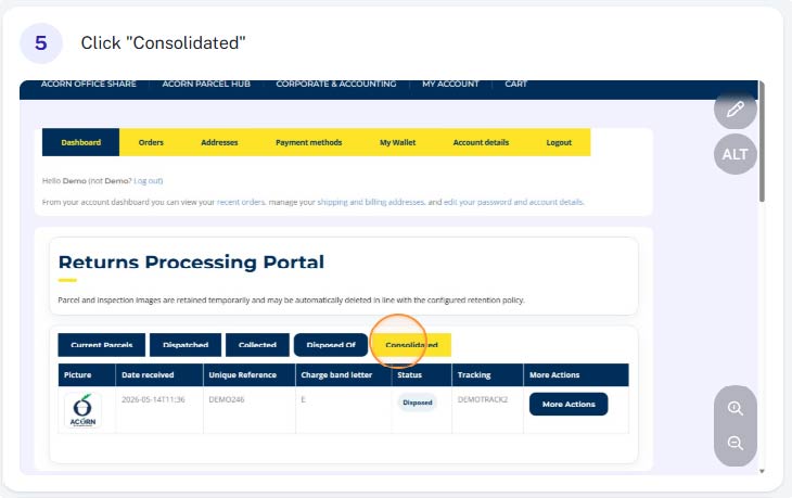 How do I view my past parcels 5