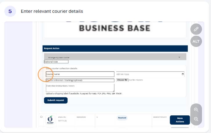 Arrange own courier 5