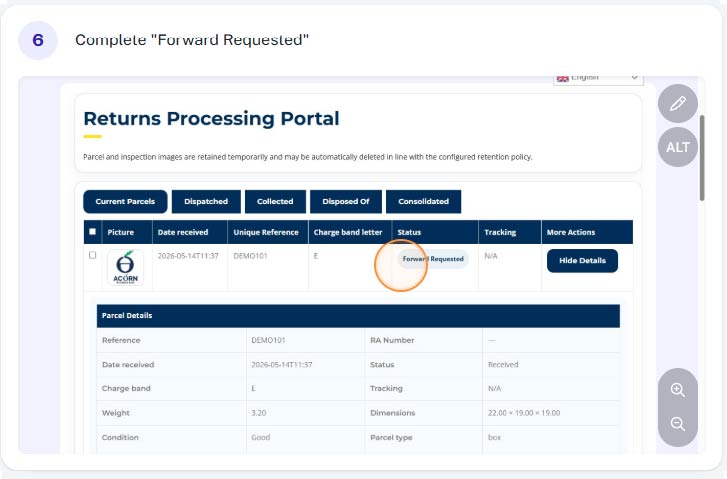 How do I request forwarding 6