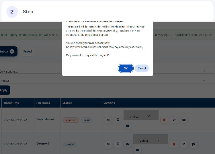 How to request an original step 2
