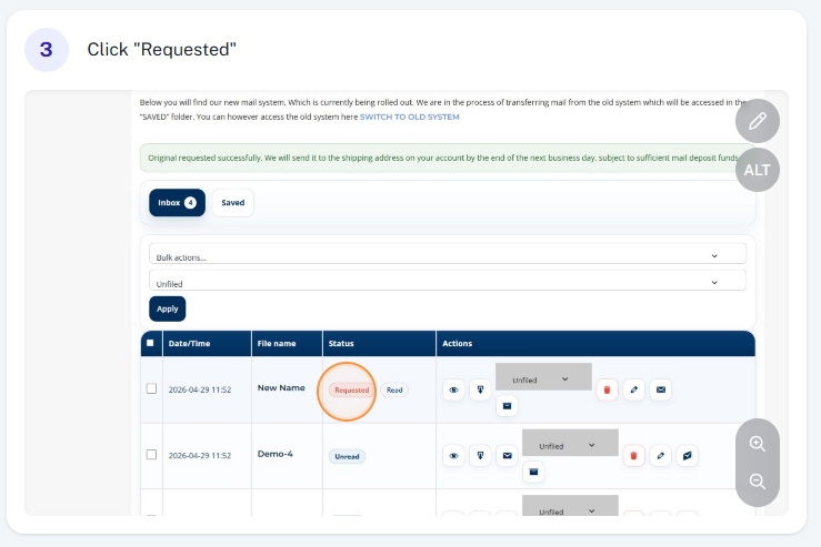 How to request an original step 3