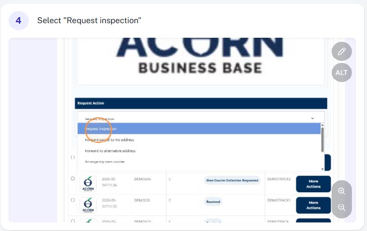 How do I request a parcel inspection 4